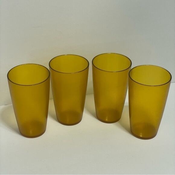 Vintage Amber Gold Cups Set of 4 restaurant style - Picture 3 of 9